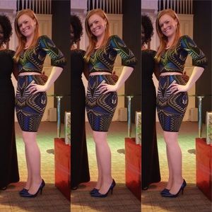 2 Piece Crop Blue Sweater Dress